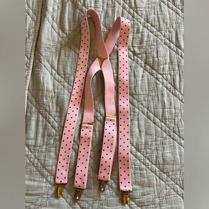 Vintage Pink navy blue Polka Dot Suspenders adjustable